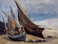 Fischerboote auf dem Deauville Strand Realist Realismus Maler Gustave Courbet